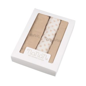 Nanan hydrofiele doeken set van 3 80x80cm Beige