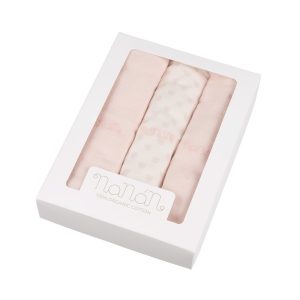 Nanan Set van 3 hydrofiele doeken 80x80cm roze